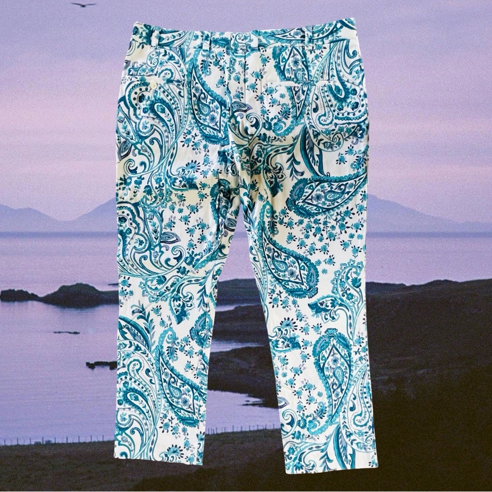 Blue and White Men’s Paisley Pants